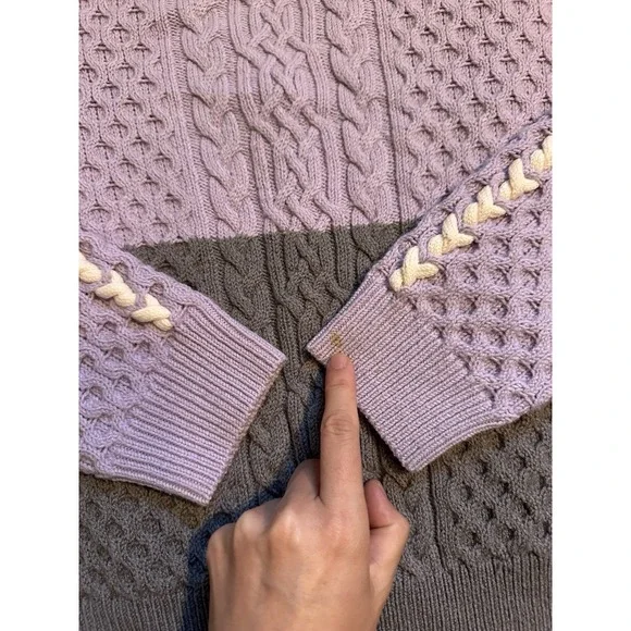 Club Monaco Purple Violet Lavender Color Block Sweater Pullover Size M 87% Wool - Picture 12 of 13